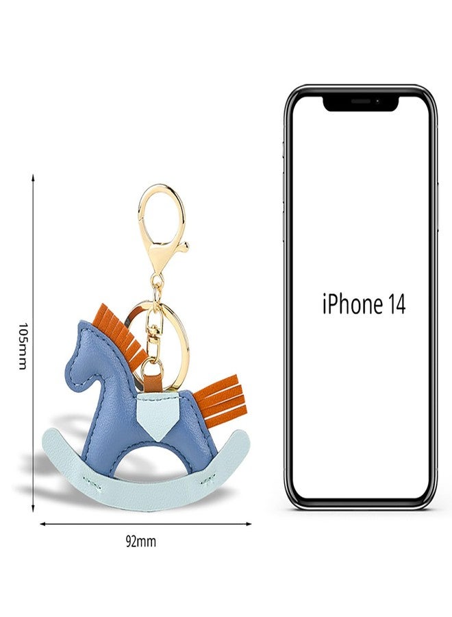Zitokin Leather Horse Keychain Accessories, Cute Pony Bag Charm Key Chain for Handbags Gifts for Women (Blue) - Image 2